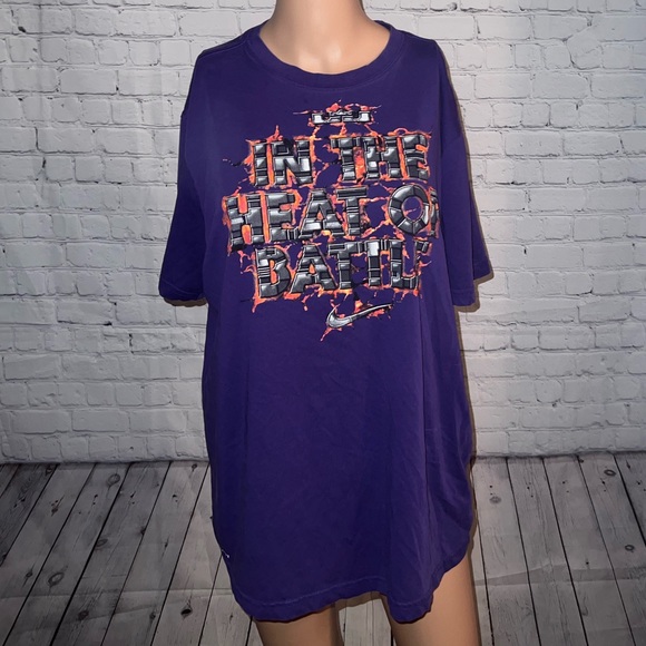 Nike Tops - Nike Dri Fit In The Heat Of Battle Purple & Orange Shirt size L